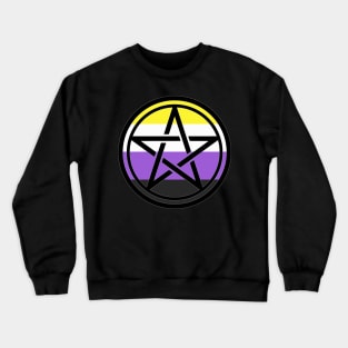 Large Print Pentacle LGBT Flag Nonbinary Crewneck Sweatshirt